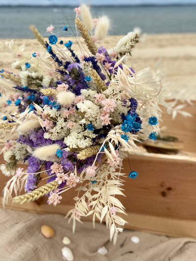 Bouquet Opale en fleurs séchées invite à la campagne avec ses couleurs pastel.